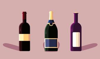 conjunto de botellas de vino, día nacional del vino. vector