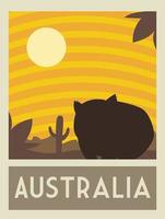 Póster con un roedor de Australia, franqueo, sello, pegatina, pancarta vector