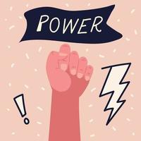 girl power, woman raised hand strong attitude vector