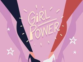 girl power, female legs and handwritten lettering vector