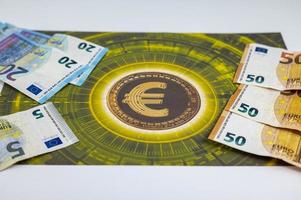 50 20 5 euro banknotes with euro symbol photo