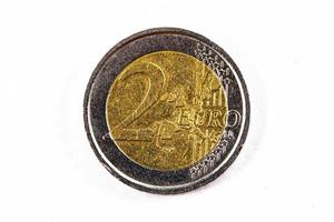 fotografía de una moneda de dos euros