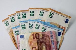 banknotes of 50e 20 and 10 euro fan-shaped photo