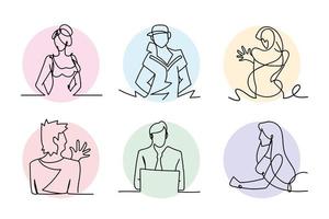 people on round color icon continuous line style