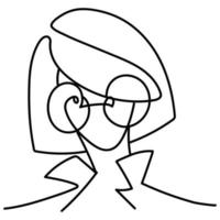 man with glasses and long hair continuous line style vector