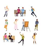 people outdoor activity, include walk, running, painting and more vector