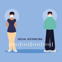 social distancing, man and woman keep distance in public society, during coronavirus covid 19 vector