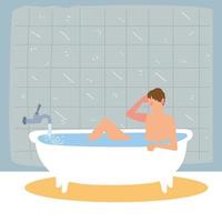 man taking bath in bathtub vector