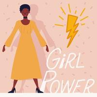 girl power, afro american female character vector