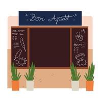 restaurant facade with chalkboard menu and billboard vector