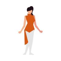 Mujer de pie icono aislado de carácter elegante vector