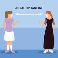 social distancing, women salute with distance, during coronavirus covid 19 vector