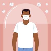 afro american man with medical mask during coronavirus covid 19