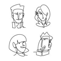 set icons faces people continuous line, isolated design vector