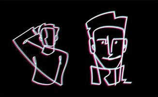 man face and portrait continuous line, isolated design black background vector