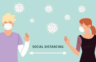 social distancing, two people keeping distance for infection risk and disease vector