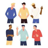 conjunto de diseño vectorial de dibujos animados de hombres vector