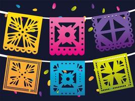 day of the dead, mexican pennants decoration celebration vector