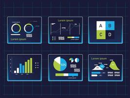 charts infographics icons collection vector design