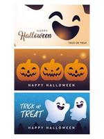 happy halloween collection of banners vector design