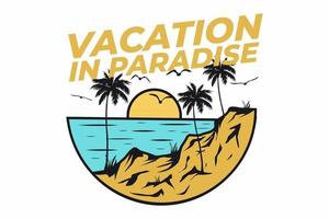 T-shirt retro beach vacation in paradise vintage style vector