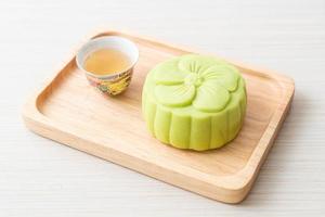 Chinese moon cake green tea flavour photo