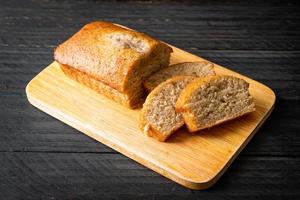 Homemade banana bread sliced photo