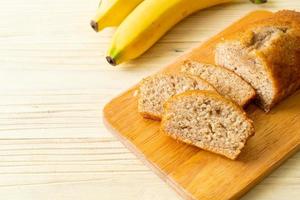 Homemade banana bread sliced photo