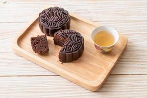 Chinese moon cake dark chocolate flavour photo