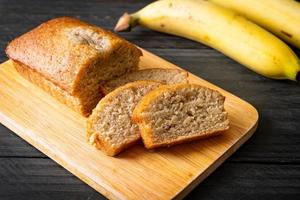 Homemade banana bread sliced photo