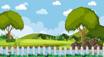 Blank sky in the park scene with many trees vector