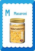 Alphabet flashcard with letter M for Macaroni vector