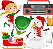 Set of isolated objects of christmas theme vector