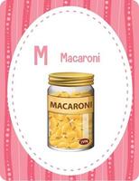 Alphabet flashcard with letter M for Macaroni vector