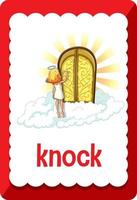 flashcard de vocabulario con la palabra knock vector