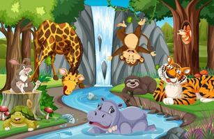 Wild animals in the jungle vector