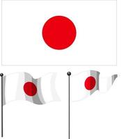 bandera nacional de japón con poste vector