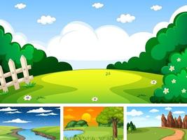 Different scene set of nature park and forest vector