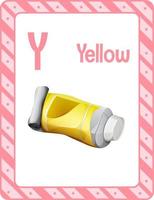 flashcard del alfabeto con la letra y para amarillo vector