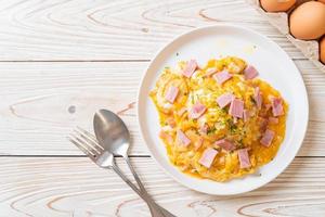 Creamy Omelet with Ham on Rice photo