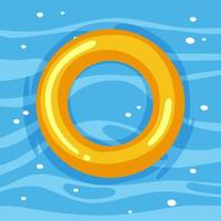 anillo de natación amarillo en el agua aislado vector