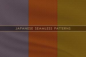 Set of japanese seamless pattern traditional with silk fabric texture vector