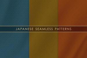 Set of japanese seamless pattern traditional with silk fabric texture vector