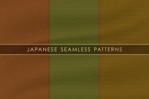 Conjunto de patrones sin fisuras japoneses tradicionales con textura de tela de seda vector