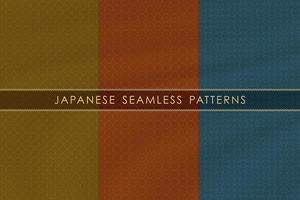 Set of japanese seamless pattern traditional with silk fabric texture. vector