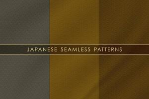 Set of japanese seamless pattern traditional with silk fabric texture. vector