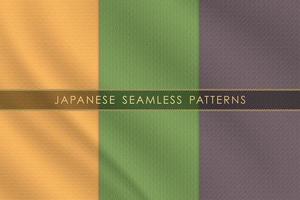 Conjunto de patrones sin fisuras japoneses tradicionales con textura de tela de seda vector