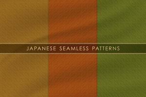 Set of japanese seamless pattern traditional with silk fabric texture. vector