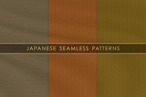 Set of japanese seamless pattern traditional with silk fabric texture. vector