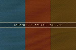 Set of japanese seamless pattern traditional with silk fabric texture. vector